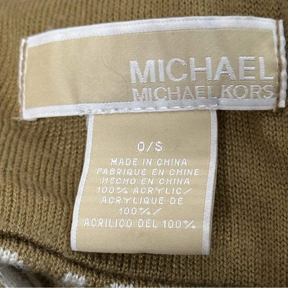 MICHAEL KORS Tan and White Reversible 64” Length Scarf